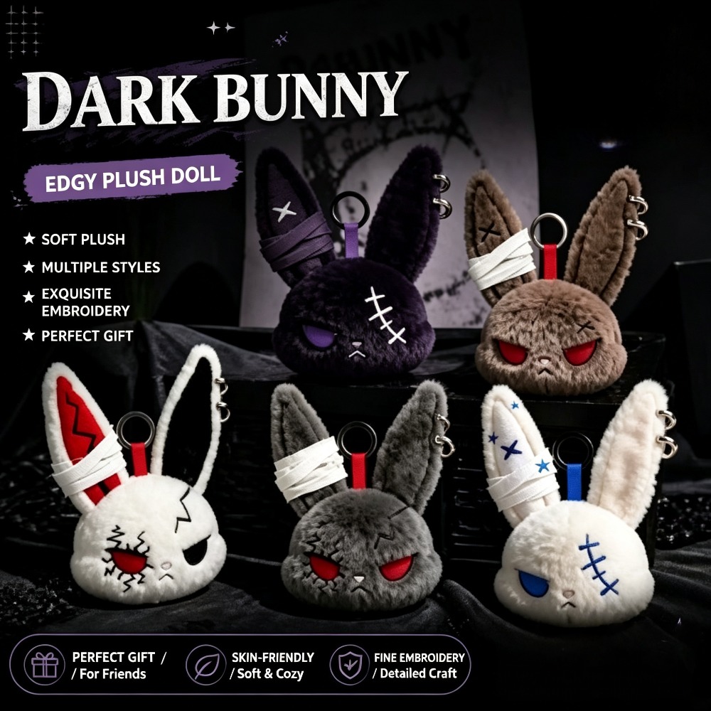 Car Accessories Xmas - ハロウィン ダークゴシック ラビットぬいぐるみキーホルダー 包帯付きうさぎペンダント 車 バッグ