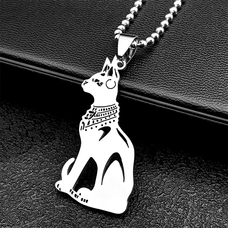 Car Accessories Egypt - ステンレス鋼エジプト猫バステト車のキーホルダーぶら下げ装飾車のチャームバックミラーアクセサリー装飾ペンダントジュエリー