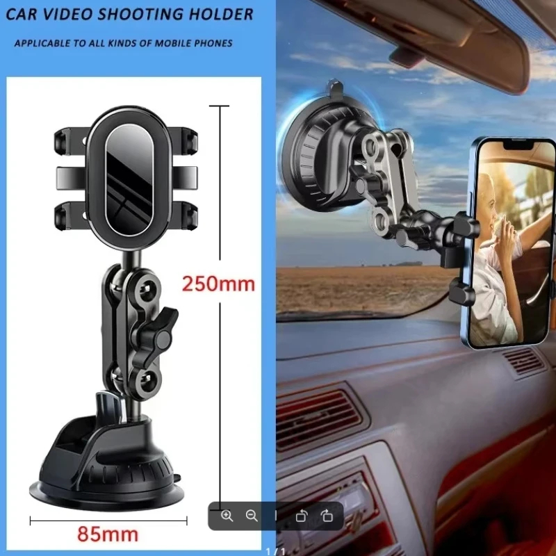 Car Accessories Online - 車載スマホホルダー マジックアーム式 吸盤式 ウィンドウガラス用 Vlog撮影対応 汎用