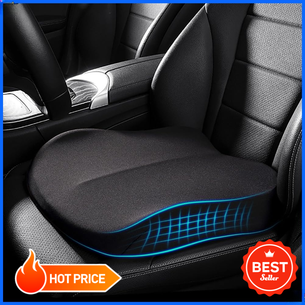 Car Seat Cushion Memory Foam - 1個の低反発サポートクッション、長時間座るための股関節保護パッド、オフィス、車、椅子のシートクッションに適しています。