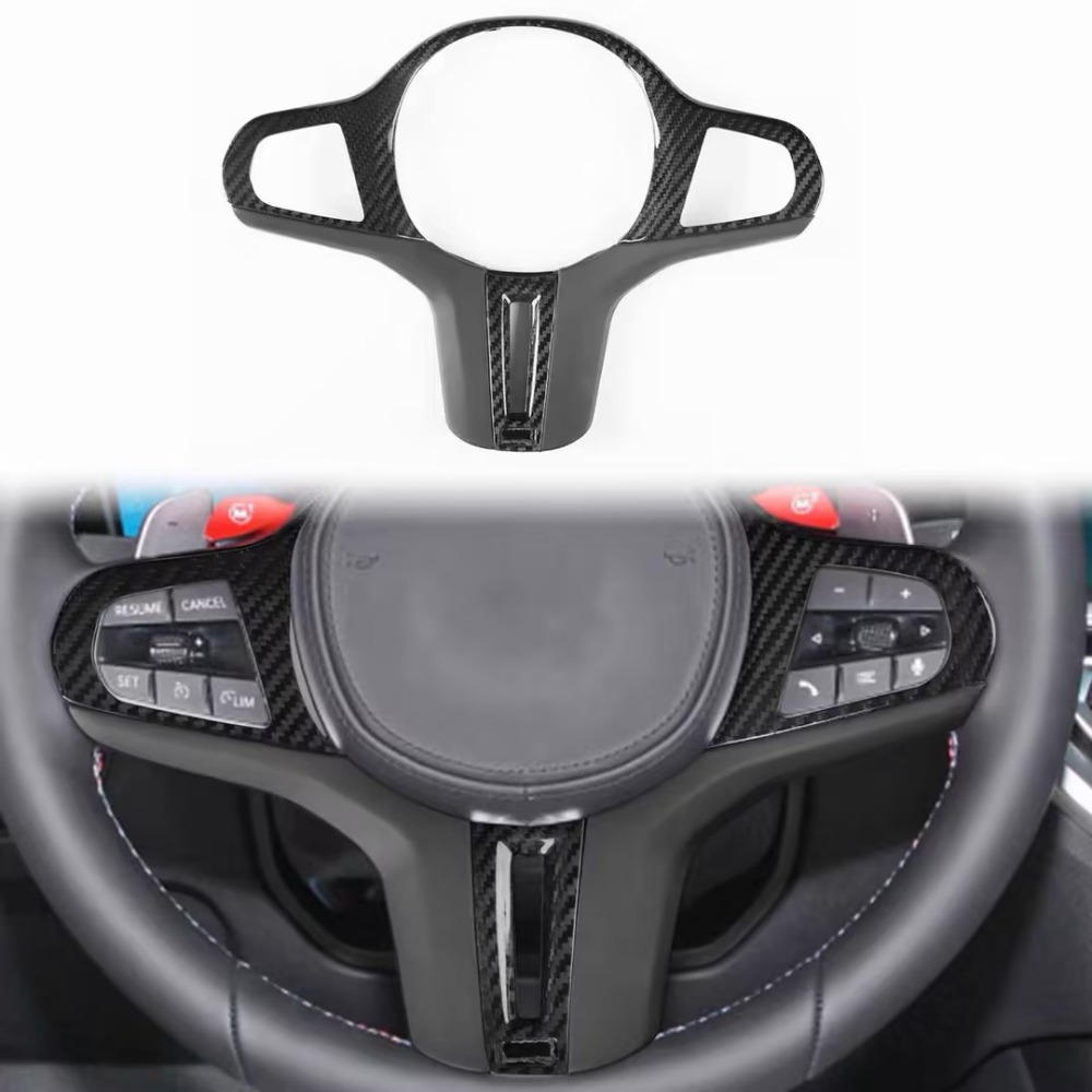 Steering Wheel Cover - カーボンファイバーステアリングホイールトリムカバー BMW M2 G87 M3 G80