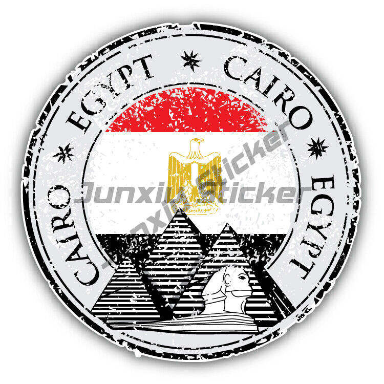 Car Accessories Egypt - アレクサンドリアカイロエジプトラウンド旗スタンプトラベルステッカービニール防水デカールギターピックアップキャンピングカーラップトップ車両アクセサリー