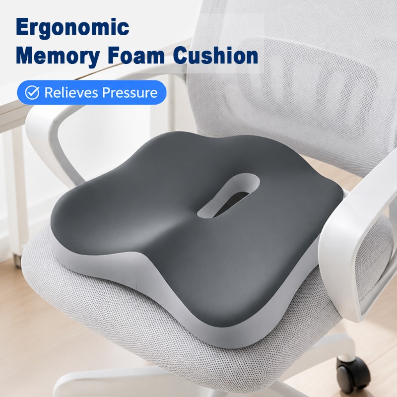 Car Seat Cushion Memory Foam - 人間工学に基づいたメモリーフォームシートクッション 1個、尾骨圧力緩和ヒップサポートクッション、オフィスチェア、車、車椅子、家庭用