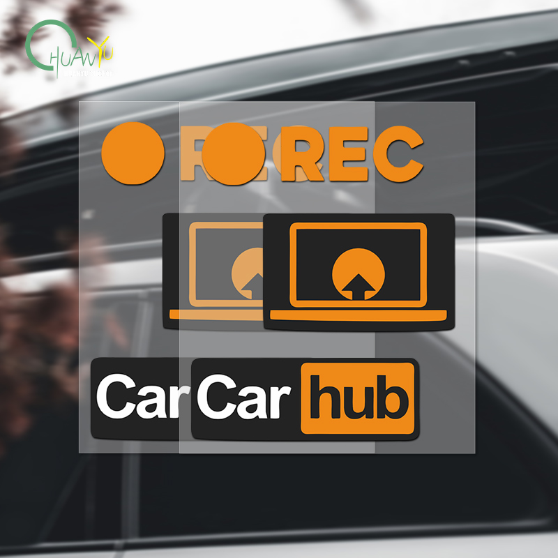Car Accessories Online - クリエイティブなショートビデオオープニングREC面白い意味合いのカーハブ車電気ステッカーボディデコレーションカーステッカー