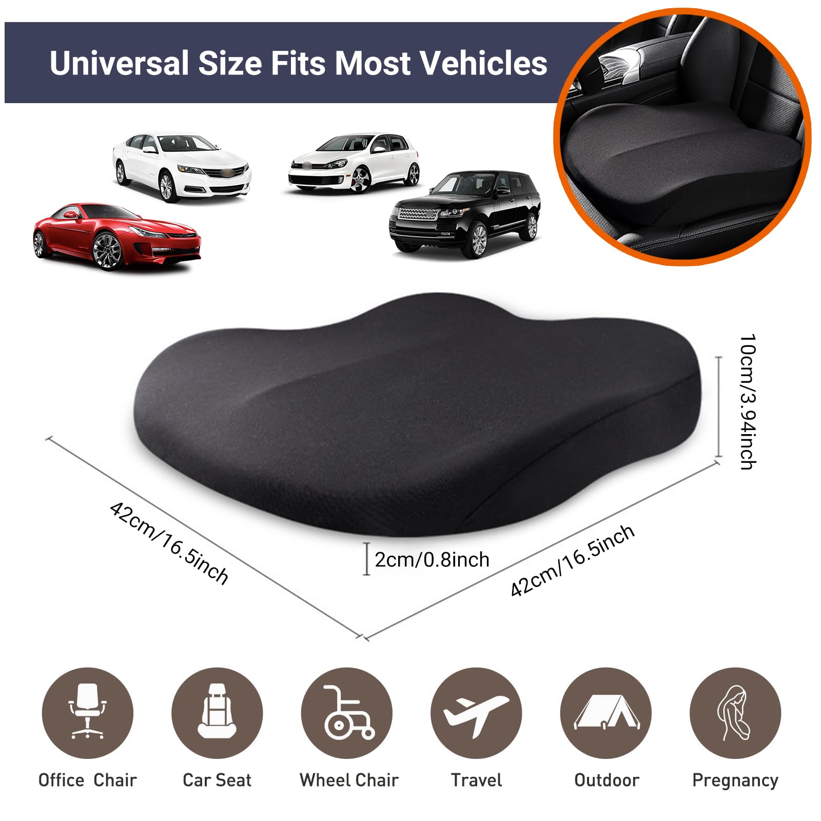 1個の低反発サポートクッション、長時間座るための股関節保護パ - Car Seat Cushion Memory Foam のレビューと価格
